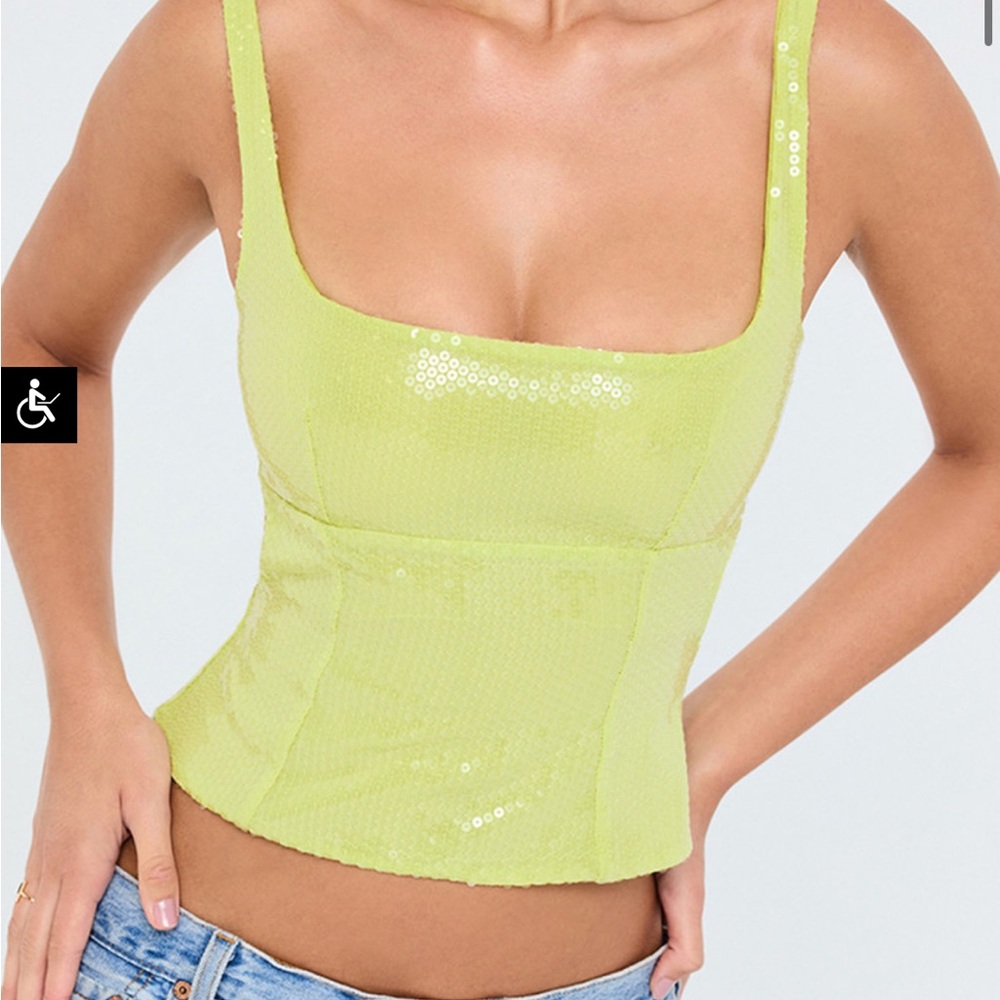 House of CB Green Sequin Bustier Crop Top